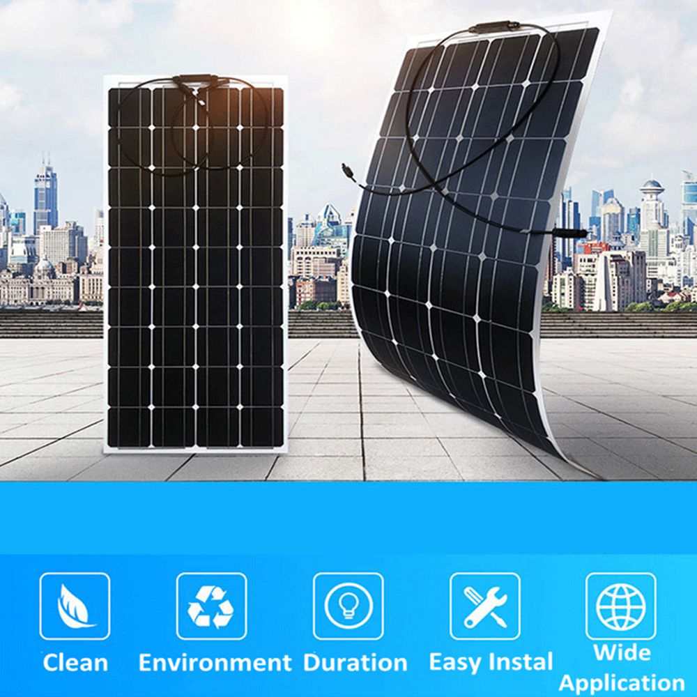 Solar Powered Charger - แผงพลังงานแสงอาทิตย์ 500W 250W 18V แผงพลังงานแสงอาทิตย์แบบยืดหยุ่นแบตเตอรี่ Power