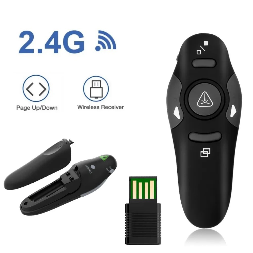 Laser Pointer Presenter - เมาส์ไร้สาย 2.4G รีโมทไร้สายสำหรับคอมพิวเตอร์ คลิกเกอร์ PPT ขนาดเล็ก