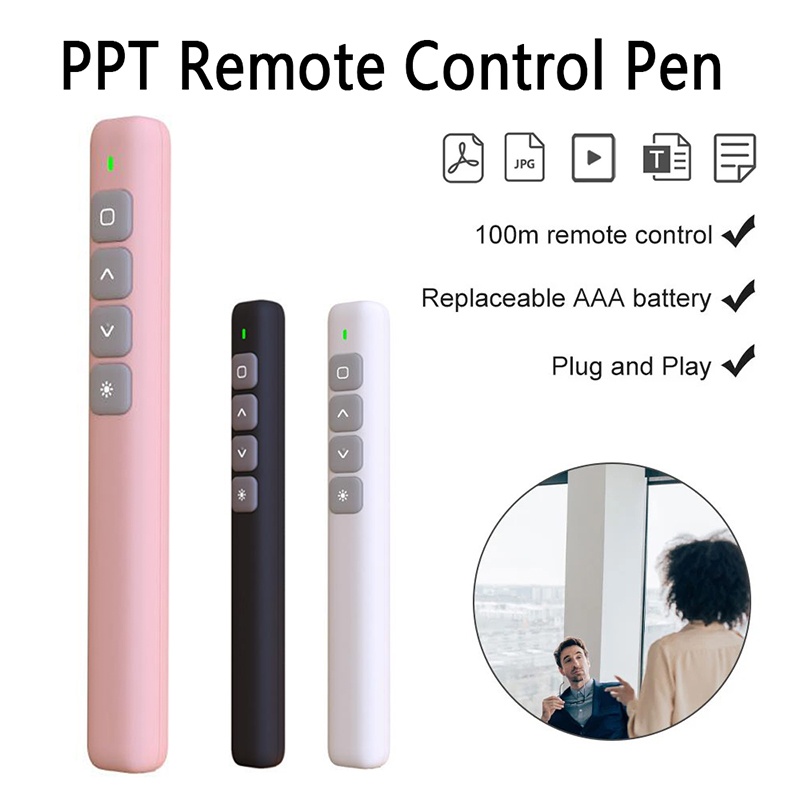 Laser Pointer Presenter - รีโมทคอนโทรลไร้สาย 2.4G RF USB สำหรับโปรเจคเตอร์ ปากกาพลิกหน้า