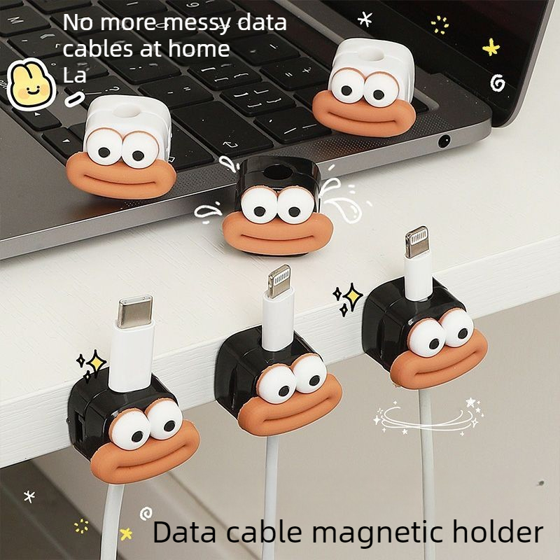 Magnetic Charging Cable - คลิปหนีบสายแม่เหล็ก 1/5/10 ชิ้น ที่จัดระเบียบสายเคเบิลบนโต๊ะ ที่ยึดสายชาร์จแบบกาว ตัวป้องกันสายไฟ