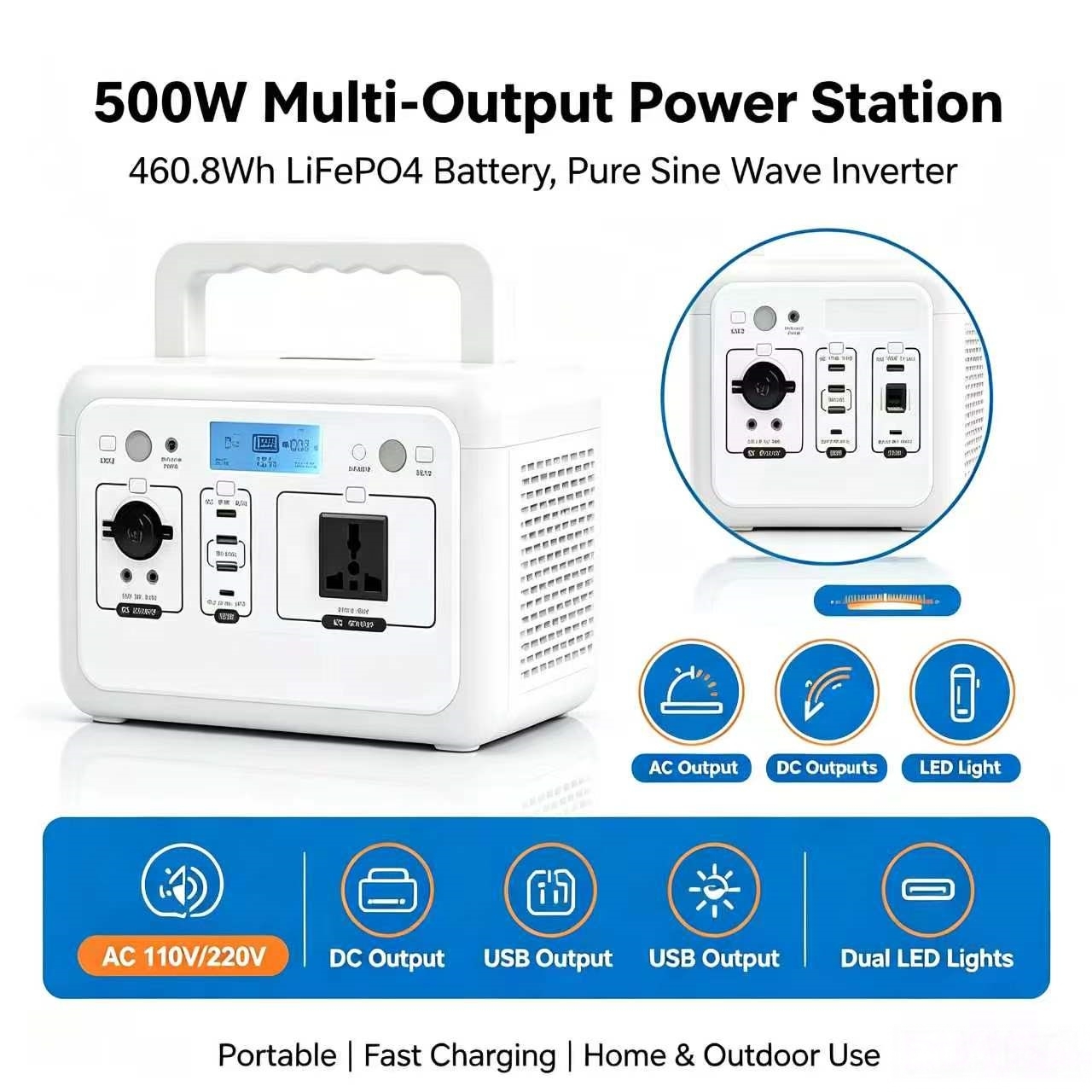 สถานีพลังงานแบบพกพา 500W แบตเต - Solar Powered Charger บทวิจารณ์และราคา