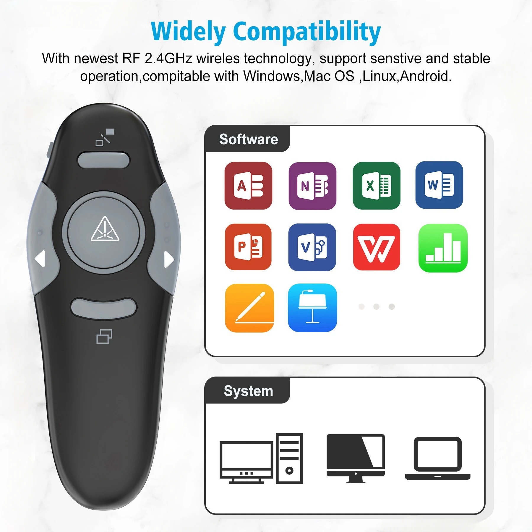 เมาส์ไร้สาย 2.4G รีโมทไร้สายสำ - Laser Pointer Presenter บทวิจารณ์และราคา